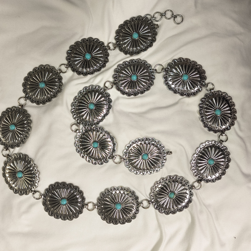 Silver and Turquoise Concho Belt